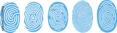 Fingerprint vector icons. Finger print id authentication symbol set.