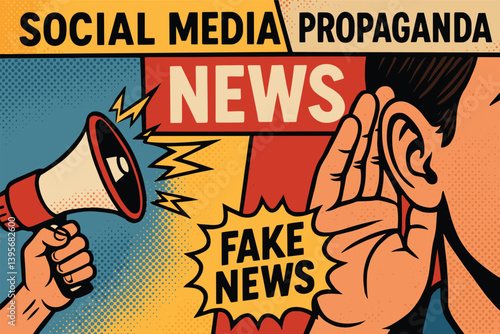 Social media propaganda and fake news awareness concept for modern communication challenges
