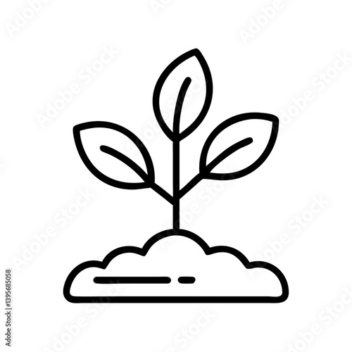 Planting seedling in soil vector icon for agriculture and gardening design needs