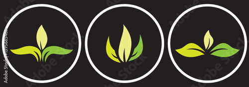 Simple green leaves shapes isolated on white background. Leaf icon vector set.