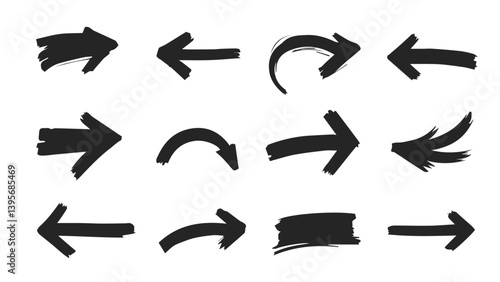 grunge arrow vector set. grunge arrow brush 
