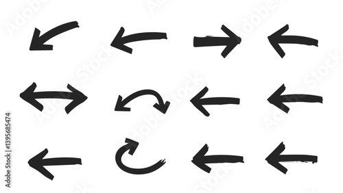 grunge arrow vector set. grunge arrow brush 