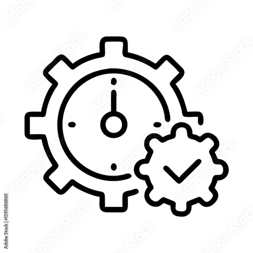 Clock gear settings icon for time management and productivity optimization tool
