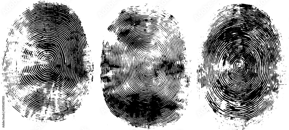 Obraz premium fingerprint or thumbprint set isolated on white. Vector set of detailed black fingerprint illustrations