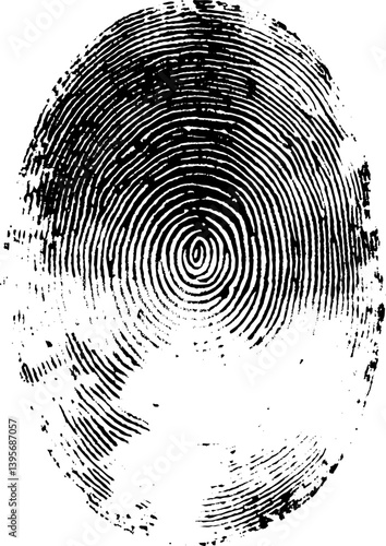 Fingerprint. Black fingerprints, vector white Background isolated.