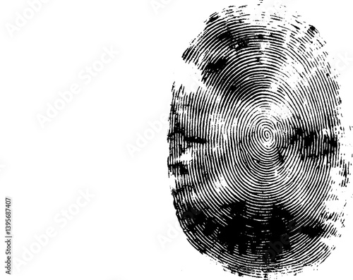 Black fingerprints, vector white Background isolated.