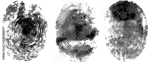 Human fingerprints set. Biomimetic fingermark. Authentication logo ideas.