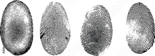 Black fingerprints, vector white Background isolated.