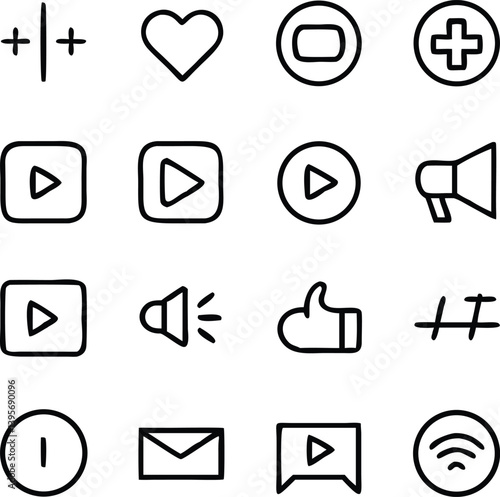 Social Media Icon Pack Vector | Network, Share & Communication Line Icon Set