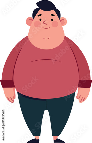 Принти на полотні Charming Cartoon of a Chubby Man in Casual Clothes | Cheerful and Friendly Overw