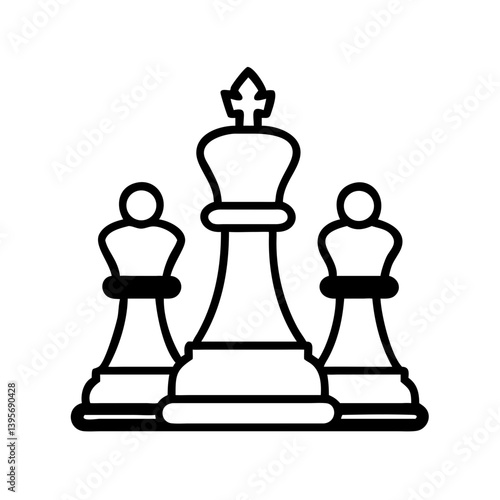 Chess Pieces with King and Pawns Icon Design