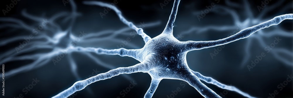 Microscopic Neuron Network - Detailed close-up of a neuron network, showcasing intricate neural connections and cellular structures. Ideal for science, medicine, or technology related projects
