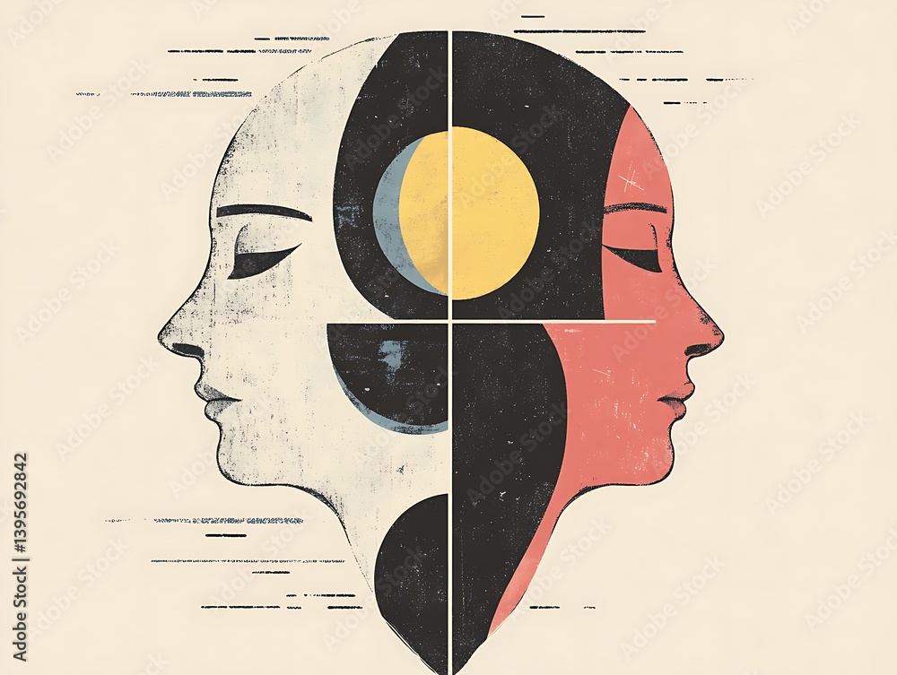 A split-toned portrait of a woman, symbolizing duality.