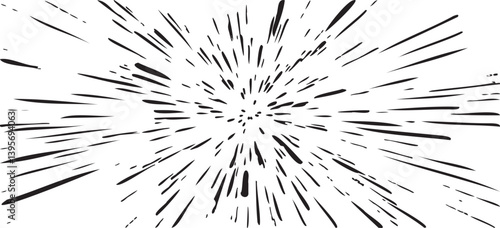 Circular starburst explosion texture. Distressed uneven grunge background. Abstract vector illustration. Overlay to create interesting effect and depth. Isolated on white background.