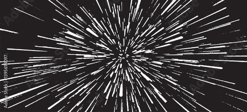 Circular starburst explosion texture. Distressed uneven grunge background. Abstract vector illustration. Overlay to create interesting effect and depth. Isolated on white background.