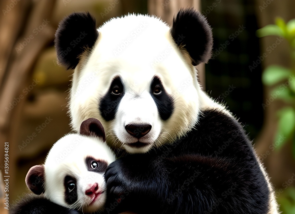 Obraz premium mama panda