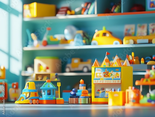 Obraz na płótnie A brightly colored playroom filled with various toys for young children. w salonie