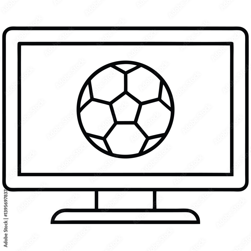 soccer ball on tv isolated on a white background