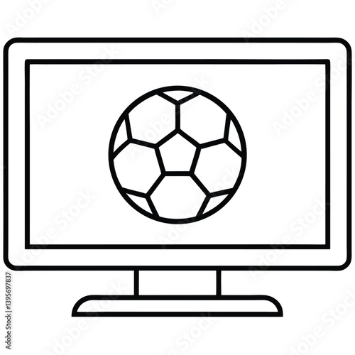 Obraz na płótnie soccer ball on tv isolated on a white background w salonie