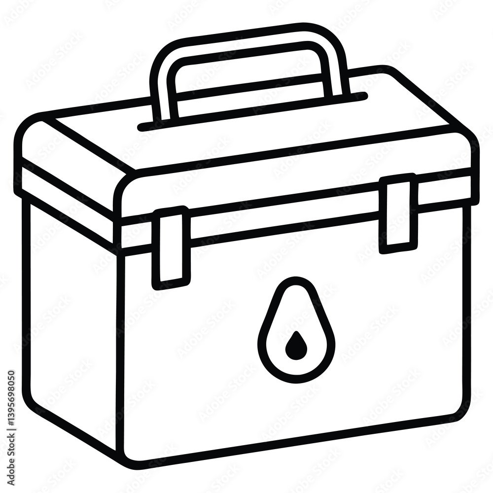 metal box with handle and lock isolated on white background