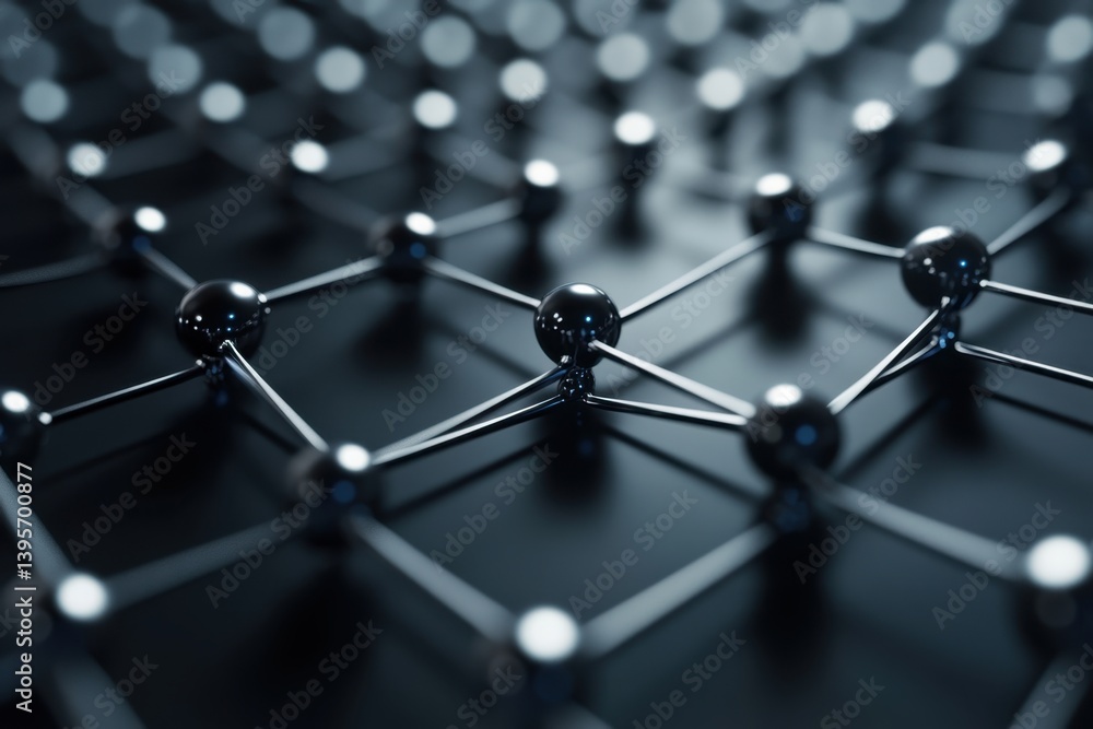 Abstract representation of molecular structure showcasing interconnected atoms on a dark background Abstract representation of molecular structure showcasing interconnected atoms on a dark background