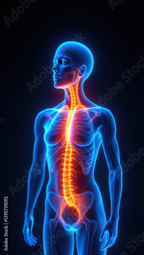 Wallpaper Mural Vagus Nerve Stimulation with highlighted nerves in a human body. Torontodigital.ca