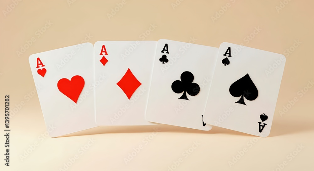 Obraz premium Four aces from a deck of playing cards on a light beige background