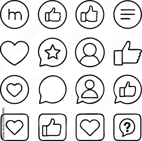 Social Network Icon Pack Vector Art | Community, Profile & Online Interaction Line Icons