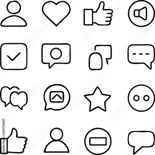 Social Network Icon Pack Vector Art | Community, Profile & Online Interaction Line Icons