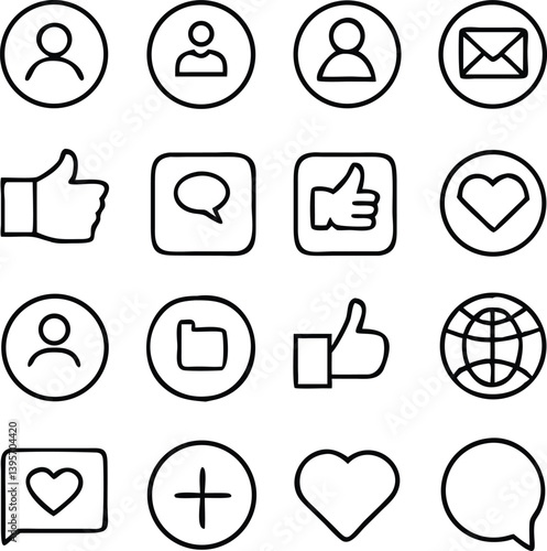 Social Network Icon Pack Vector Art | Community, Profile & Online Interaction Line Icons