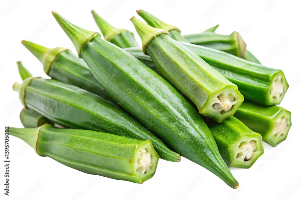 fresh-okra-or-green-roselle isolated on white background PNG fresh-okra-or-green-roselle isolated on white background PNG