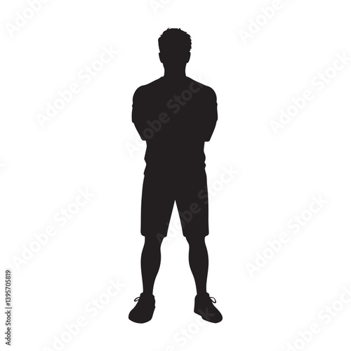Silhouette of a Man Standing with Arms Crossed - Vector Illustration