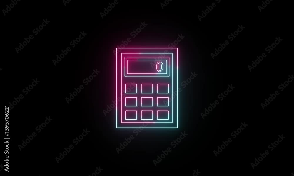 Neon Line Calculator Icon Sign Isolated on Black Background 4k video icon concept Neon Line Calculator Icon Sign Isolated on Black Background 4k video icon concept