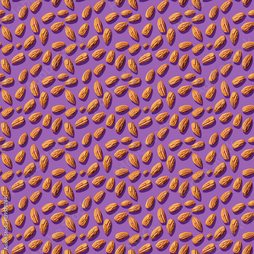 Pattern Of Pecans On Purple Background