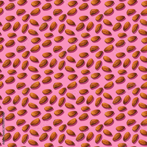 Almond Pattern On Pink Background