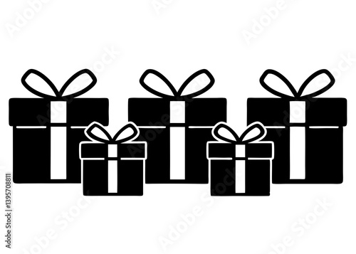 Obraz na płótnie Black Gift Box Silhouettes Collection – Present Icon Set with Bows for Celebration, Holiday, and Festive Design Projects w salonie