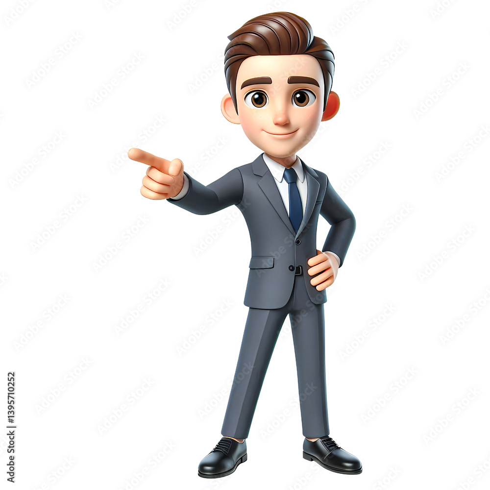 Cartoon businessman point finger to indicate something Cartoon businessman point finger to indicate something