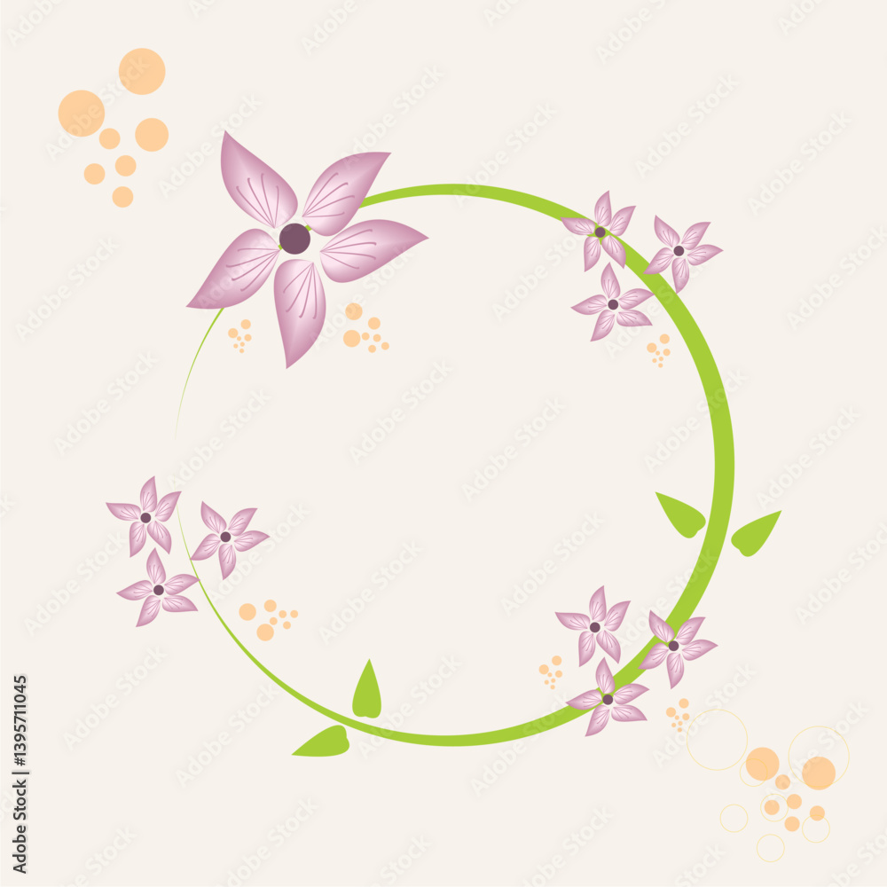 Fototapeta premium Delicate Floral Wreath with Pastel Flowers and Leaves