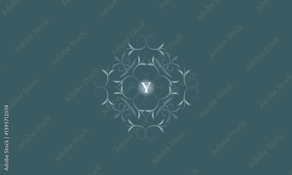 Luxury badge logo monogram with initial letter Y. Floral decorative style illustration for sticker and label design, poster, greeting card, advertising business company or brands Luxury badge logo monogram with initial letter Y. Floral decorative style illustration for sticker and label design, poster, greeting card, advertising business company or brands