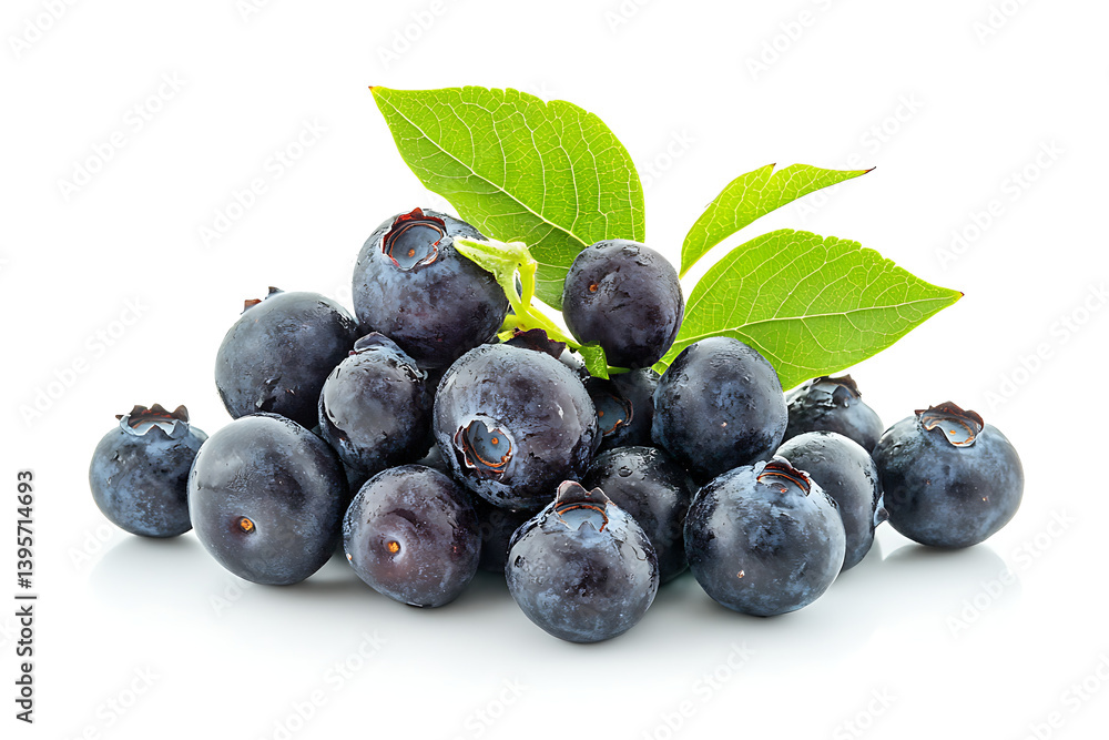 Freshly Picked Blueberries in a Small Cluster, Isolated on White Freshly Picked Blueberries in a Small Cluster, Isolated on White