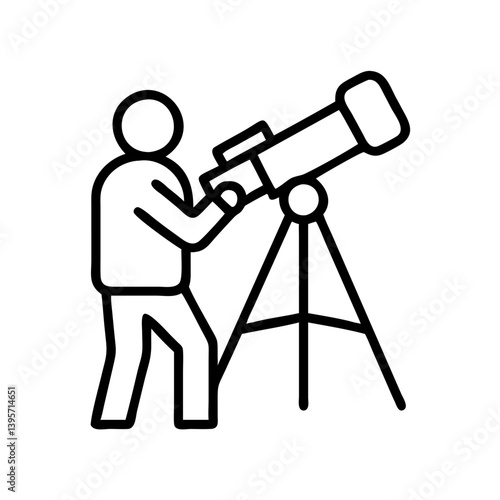 Person looking through telescope stargazing astronomy science observation tool