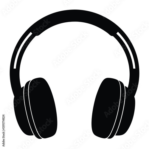 Black Headphone silhouette vector isolated on white background