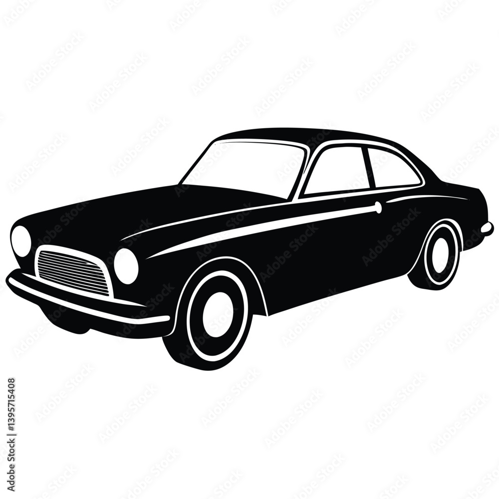 Fototapeta premium classic car silhouette vector isolated on white background