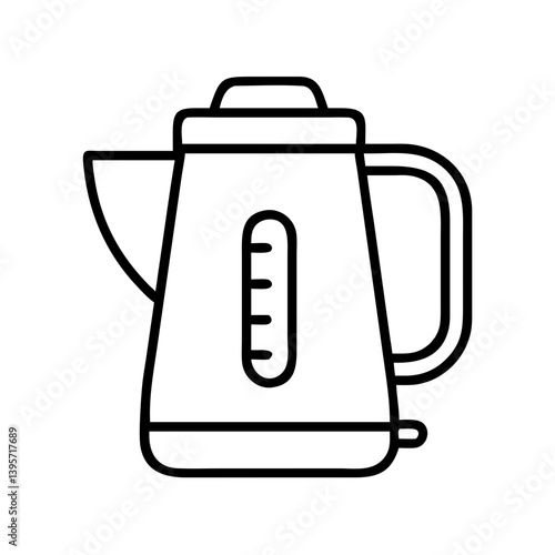 Electric kettle outline vector illustration for kitchen appliance and design use