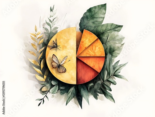 Obraz na płótnie A vibrant pie chart design surrounded by nature, showcasing balance and proportion. w salonie