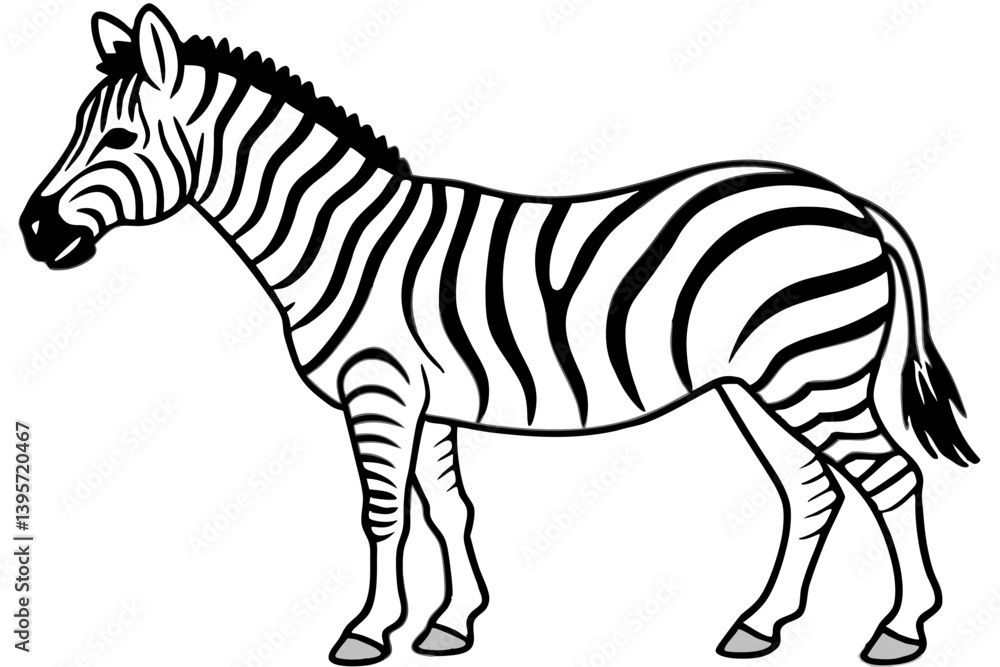 Fototapeta premium Minimalist Zebra Line Art on White Background