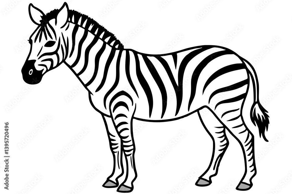 Fototapeta premium Minimalist Zebra Line Art on White Background