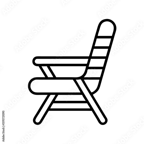 Beach chair icon summer vacation relax outdoor seating furniture line art vector