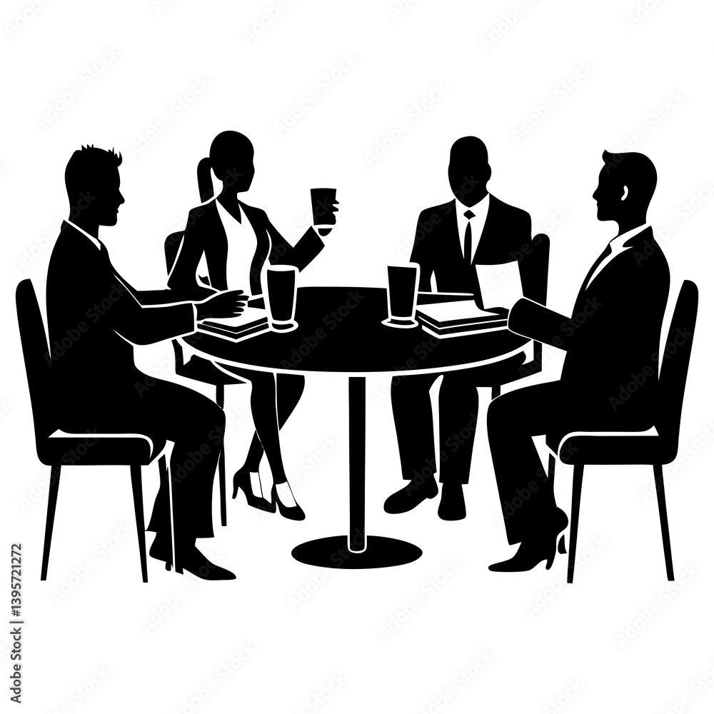 Business meeting in office silhouette art illustration Business meeting in office silhouette art illustration