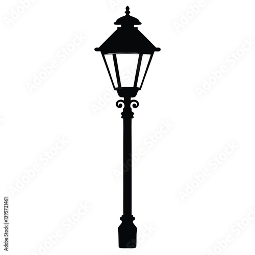 street lamp silhouette vector isolated on white background
